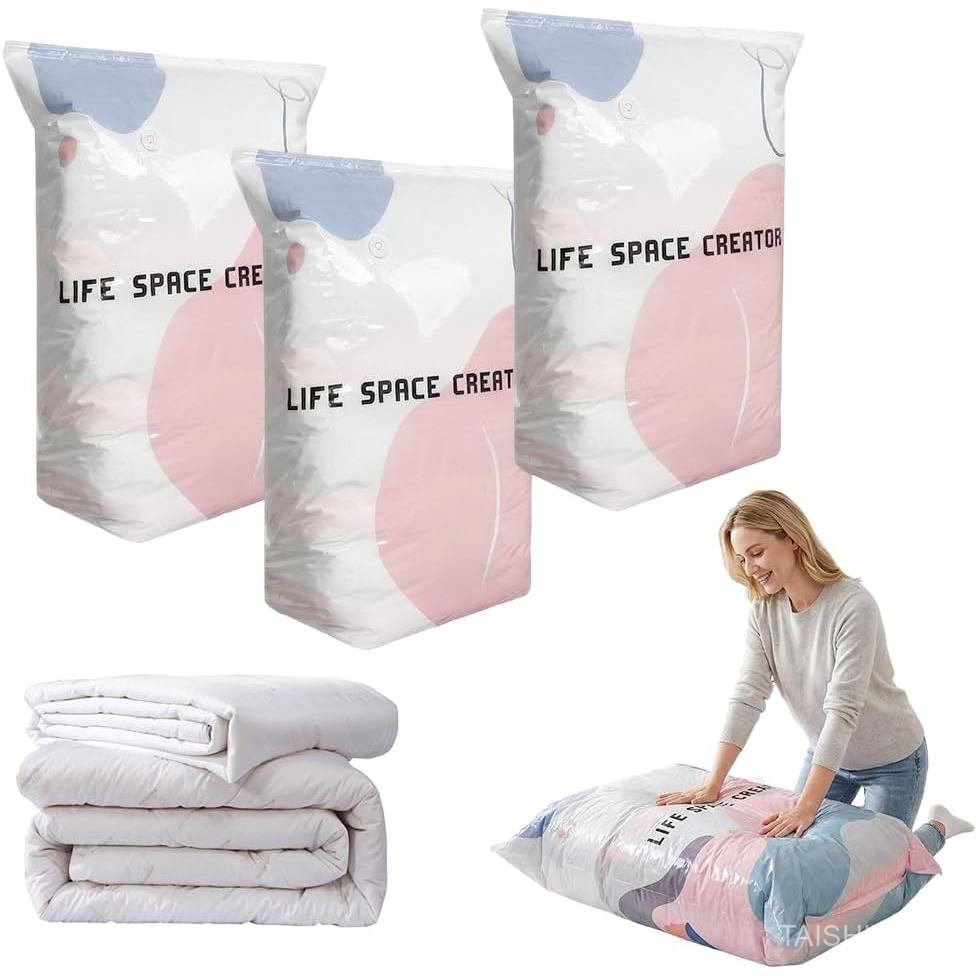 No-Pump Vacuum Storage Bags, 2026 New Cube Compression Space Saver Bags, Upgrade Large Storage Compr