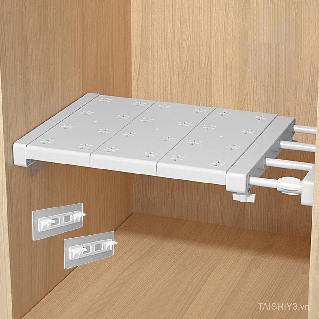 iayokocc Expandable Closet Tension Shelf Rod, Adjustable Metal Storage Rack,DIY Organizer Divider Se