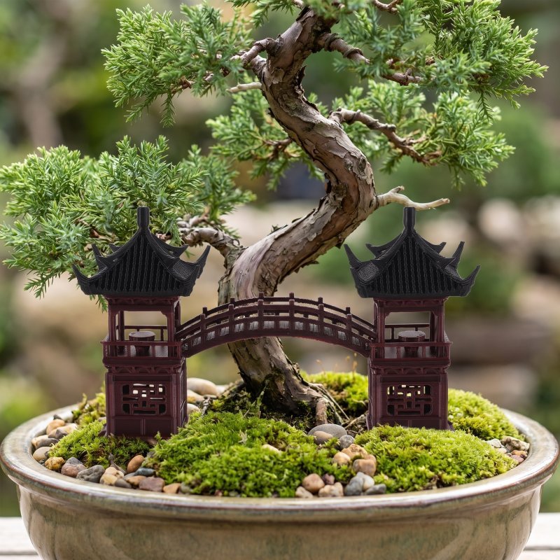 Gazebo Trang Trí Mini Chùa Bể Cá Cá Châu Á Zen Garden Pavilion yuanyao