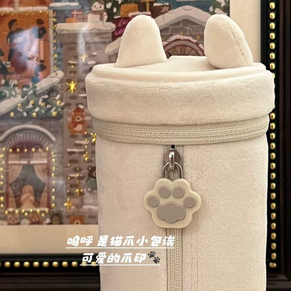 CH~KOKUYO Kokuyo Animal Ear Cylinder Pen Case, High Aesthetic Value, Large Capacity Pen Holder, Penc