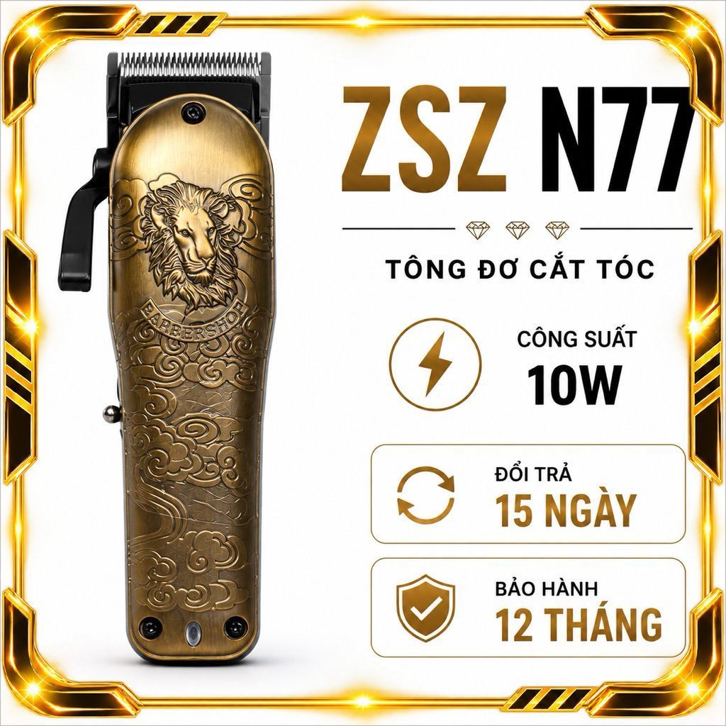 Tông Đơ Cắt Tóc ZSZ N77 10W Barber Chuyên Nghiệp Khắc Sư Tử - Cắt Tóc, Tỉa Viền, Cạo Fade
