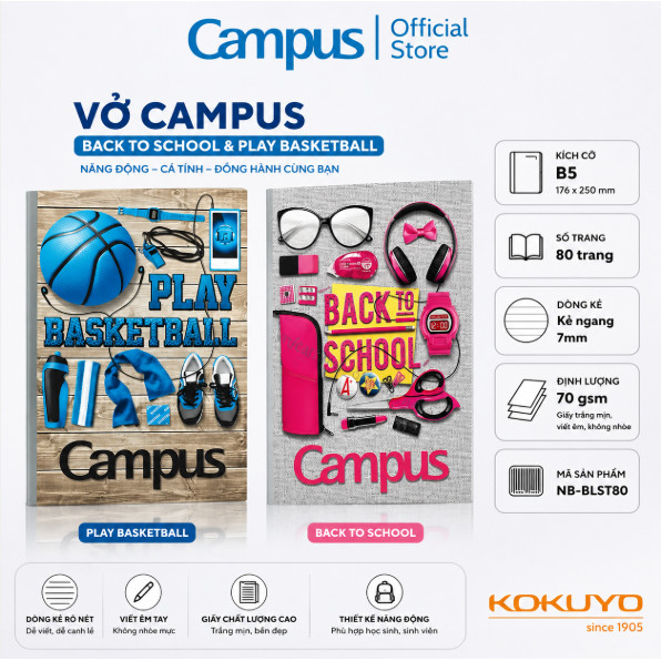 Tập Học Sinh Gáy Keo Life Style Kẻ Ngang Khổ B5 200Trang 4 Oly Chính Hãng Campus