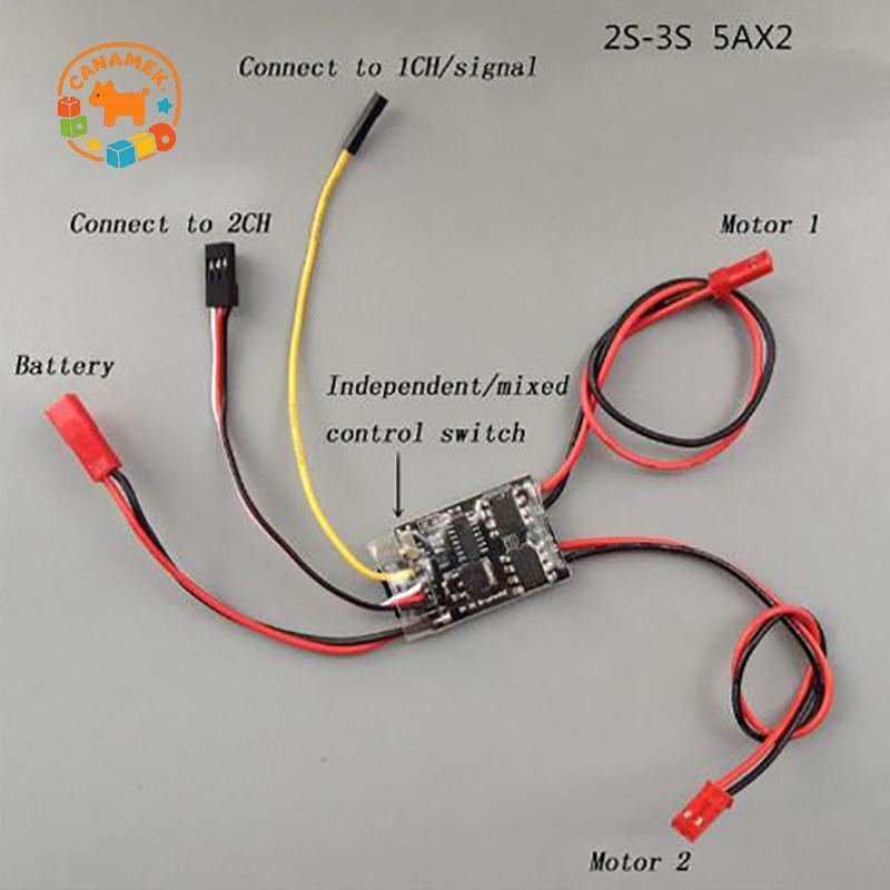 CANAMEK Hai Chiều Hai Chiều Chải Esc 2s-3s Lipo 5a Esc Điều Khiển Tốc Độ Cho Rc Model CSF