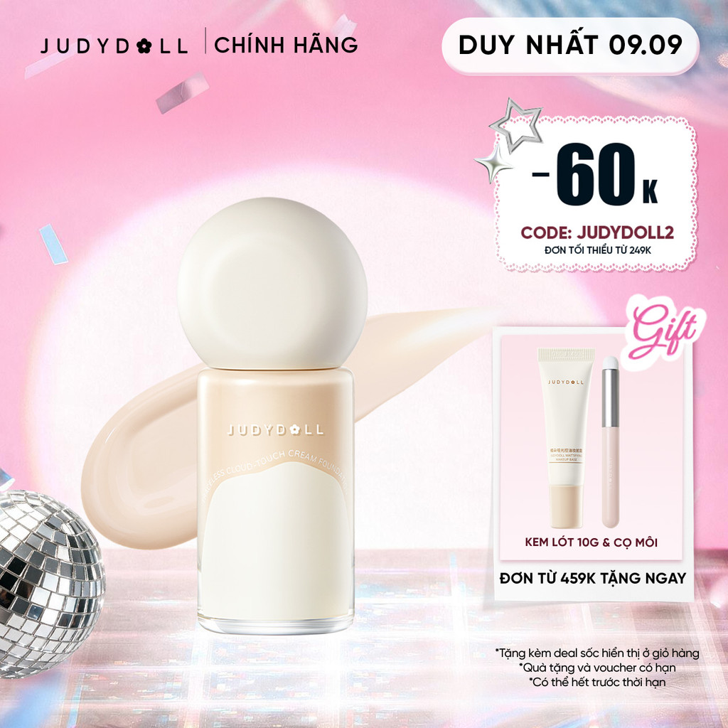 Kem nền JUDYDOLL Traceless Cloud-Touch Cream Foundation Tự nhiên Chống nước Chống lem Dành cho da hỗ