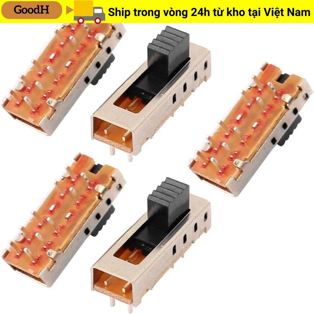 GOODH 5 Cái Chuyển Đổi Công Tắc, 4 Vị Trí SS-24E01 Micro Slide Switch, 5 Mm Chuyển Đổi 10P 2P4T Dọc 