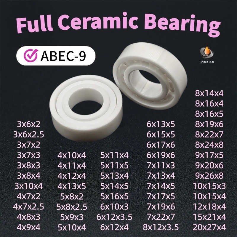 1 / 2 Chiếc MR105 5X10X4mm Vòng bi gốm đầy đủ ABEC-9 Vòng bi gốm Zirconia MR63 MR74 MR84 MR85 MR95 M