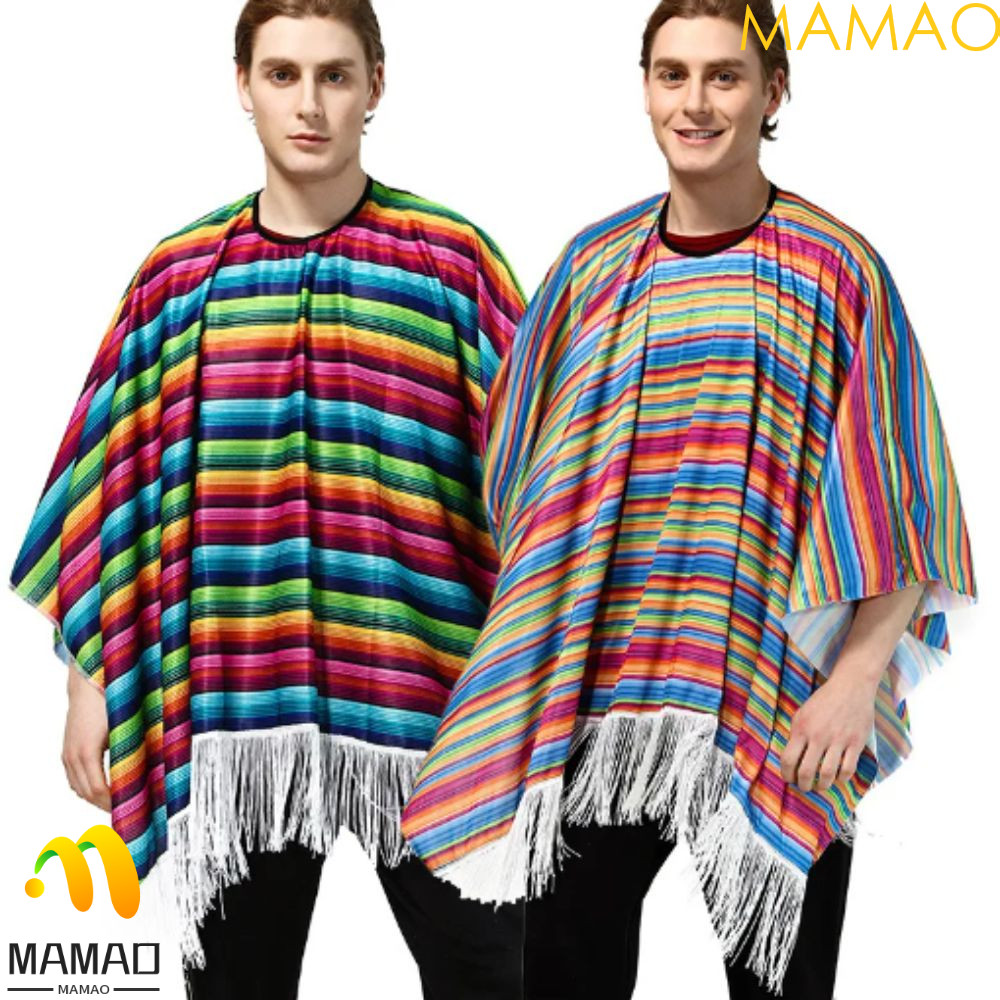 MAMAO Trang Phục Mexico, Sọc Cầu Vồng Halloween Phong Cách Mexico Áo Choàng, Cosplay Đạo Cụ Dân Gian