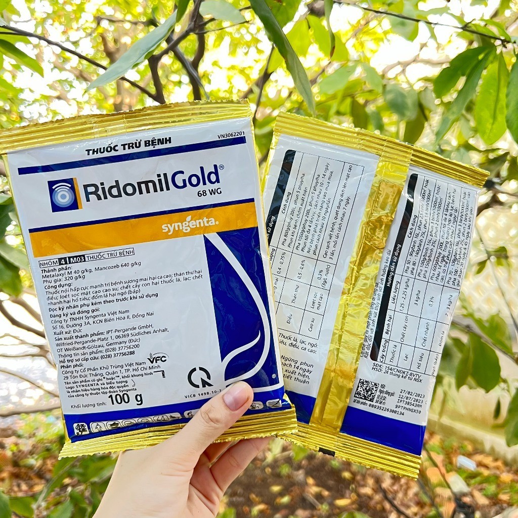 Ridomil Gold 68WP trừ thối rễ, chết nhanh, vàng lá Matalaxyl kết hợp Mancozed ( Gói 100gr)