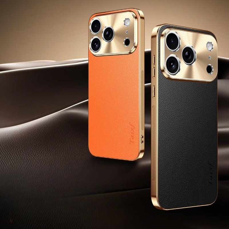 Da PU Mạ Chống Sốc Cho Iphone 18 18Pro Max iPhone 18 Pro Max Họa Tiết Lichee Ốp Lưng