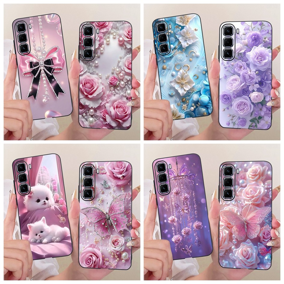 Dành Cho Infinix Hot 50 Pro Plus Ốp Lưng Thời Trang Mới Bướm Hoa Silicon Mềm Vỏ Điện Thoại Cho Infin