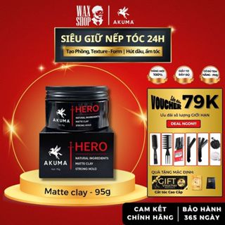  Sáp vuốt tóc nam Akuma Hero Matte Clay 95g chính hãng gel wax giữ nếp tóc 
