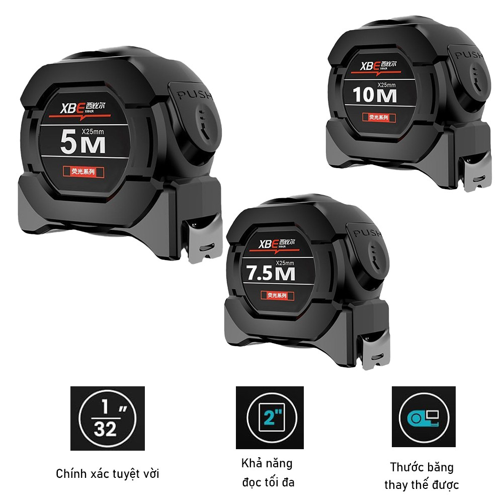 Thước Huỳnh Quang Thước Cuộn Thép Làm Dày Và Chống Mài Mòn Độ Chính Xác Cao Thước Dây 10m
