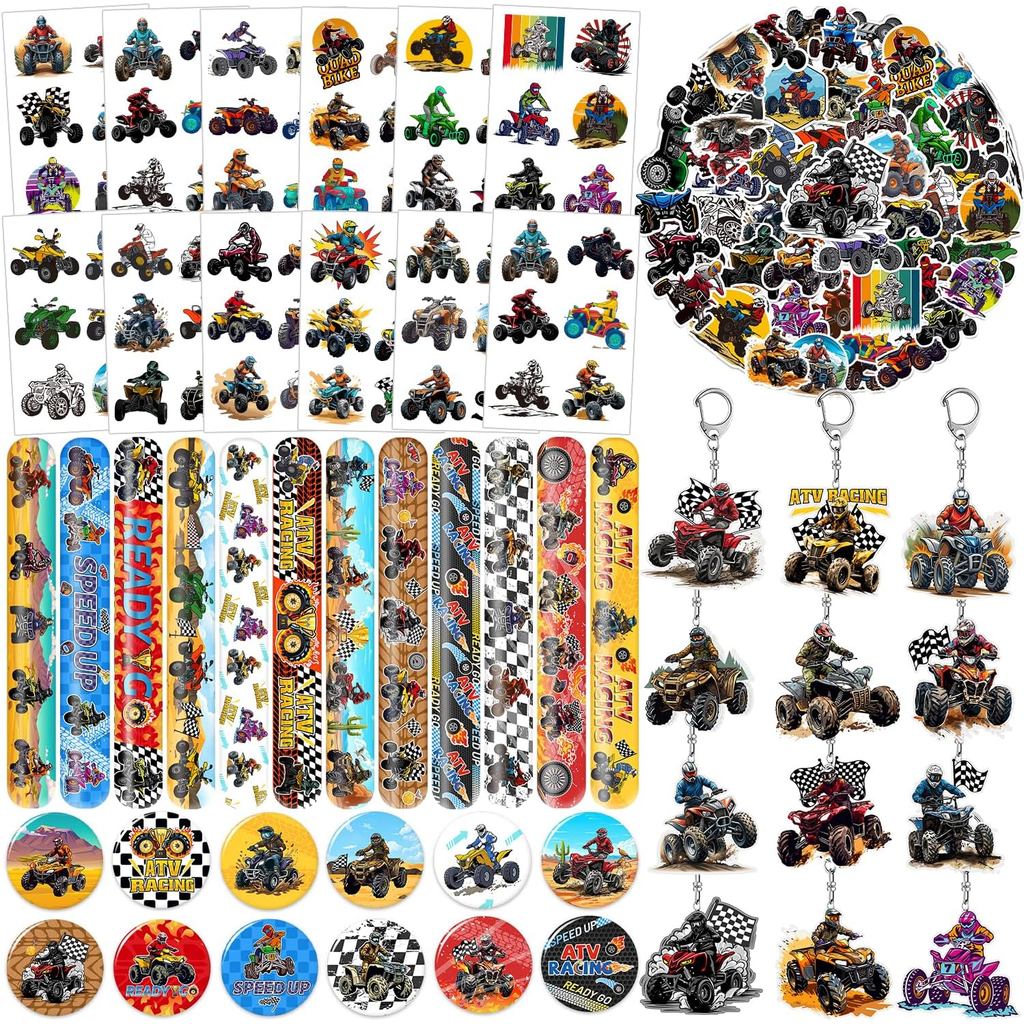 98 Chiếc ATV Dự Tiệc Ủng Hộ, Bốn Bánh ATV Bụi Bẩn Xe Đạp Hình Xăm Tạm Thời Slap Vòng Tay Móc Khóa Dá