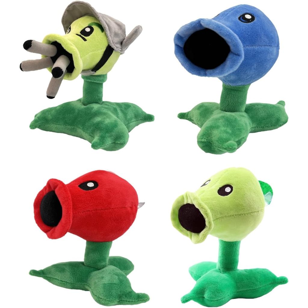 Dyharnsty 4 Plants vs Zombies Đồ chơi sang trọng Peashooter Búp bê hình mềm, Plants vs Zombies Đồ ch