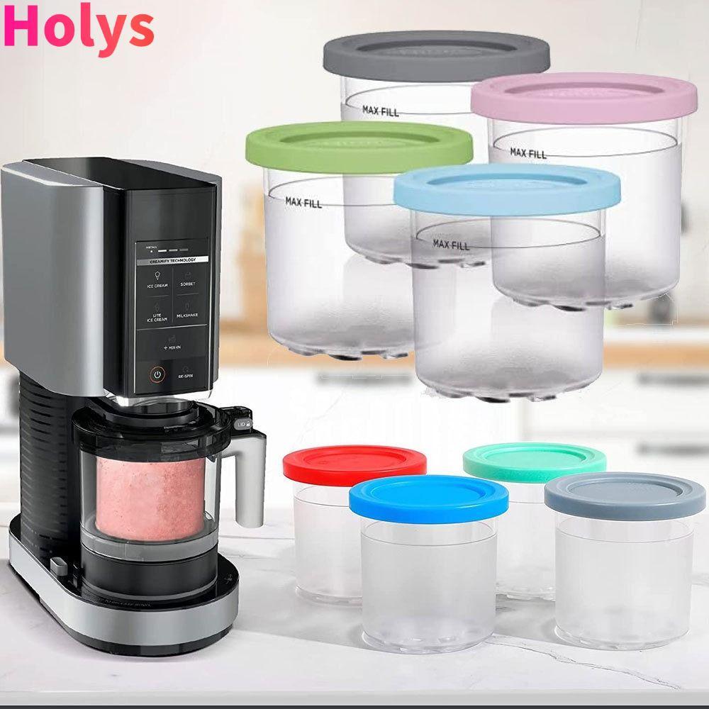 HOLYS 2 / 4 Chiếc Kem Pints Cốc Tổ Chức Hộp Nhà Bếp Tiện Ích Chống Rò Rỉ Bảo Quản Lọ Cho Ninja Cream
