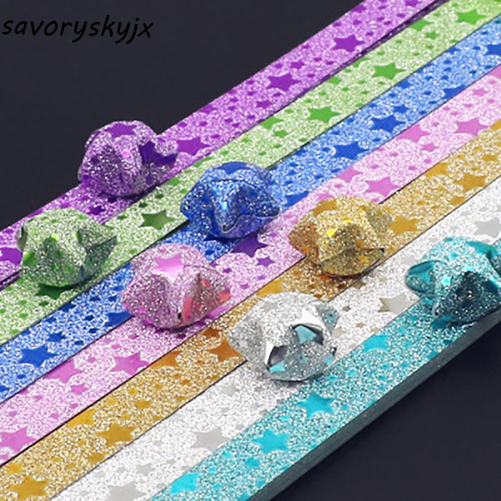 YOREX Origami Stars Paper, Star Paper Strips Handmade Star Folding Paper, Child Hand Art Delicacy Lu