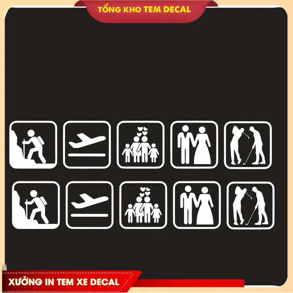 Tem tiện ích icon dán xe khách , xe du lịch. - tem dán trang trí xe du lịch -  1 bộ 2 tem