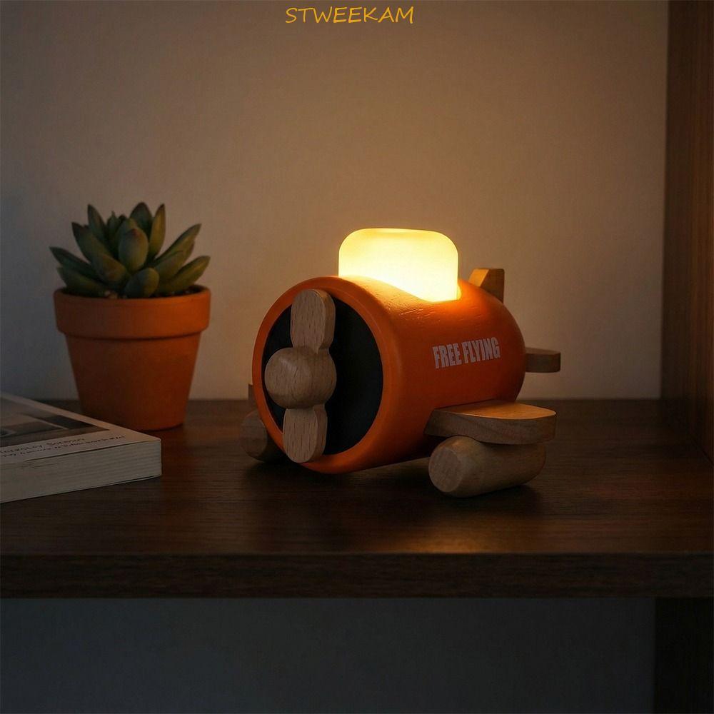 Đèn ngủ có thể sạc lại STWEEKAM, Đèn LED ba chế độ Đèn ngủ máy bay, Thiết kế máy bay Làm mờ vô cấp H