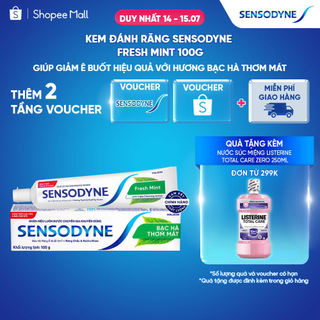 Kem đánh răng SENSODYNE Fresh Mint 100g giúp giảm ê buốt hiệu quả với hương bạc hà thơm mát