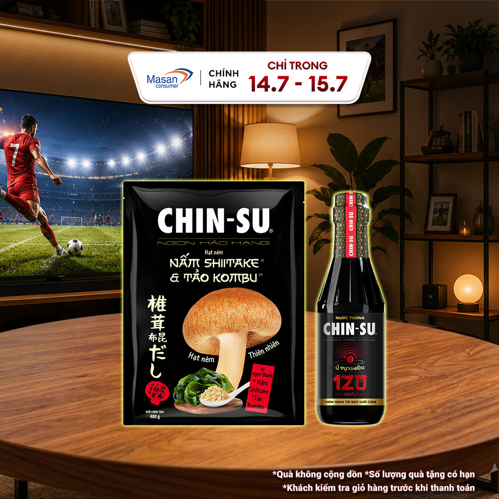 Combo 1 Hạt nêm Nấm Kombu + 1 Nước tương CHIN-SU ủ tự nhiên 120 ngày 300ml