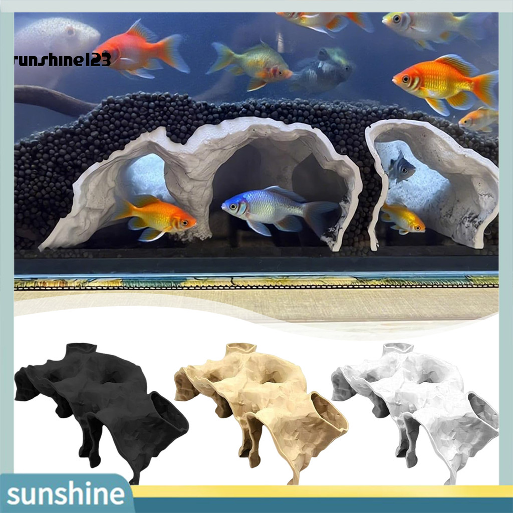 <Sunshine123>dưới Sỏi Pleco Cave Kuhli Loach Tank Hideout Decor Tự Nhiên 3d In Hình Hang Hầm Cho Tra