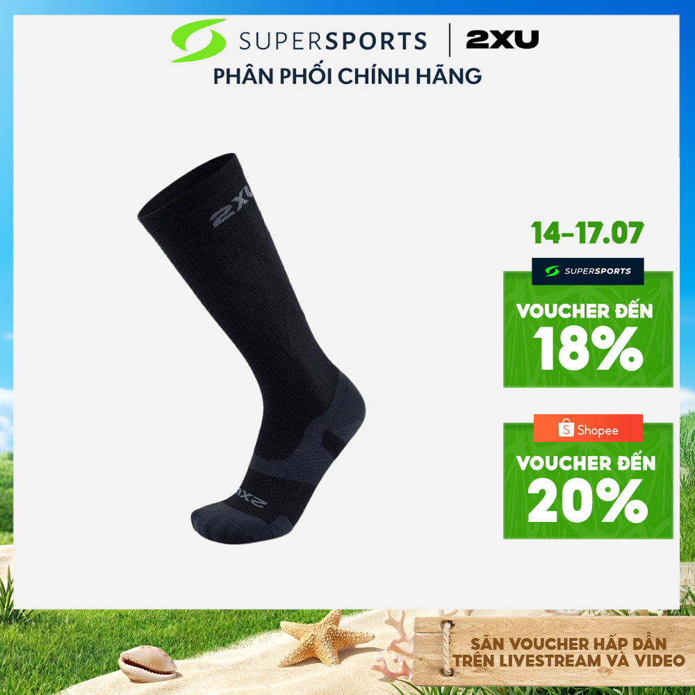 Vớ Thể Thao 2Xu Vector Light Cushion OVER CALF - Đen - UA5155e-BLK/TTM