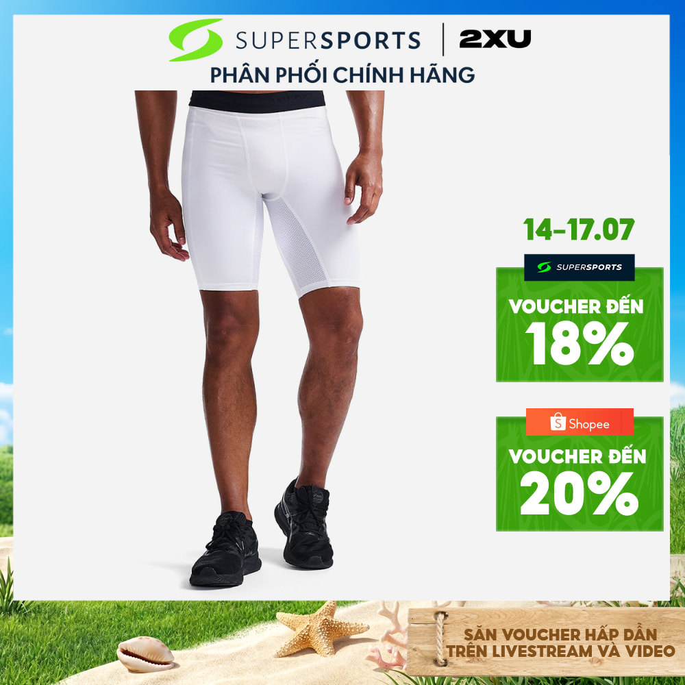 Quần Ngắn Base Layer Nam 2XU Base Layer Compression - Trắng - MA7198b-WHT/WHT