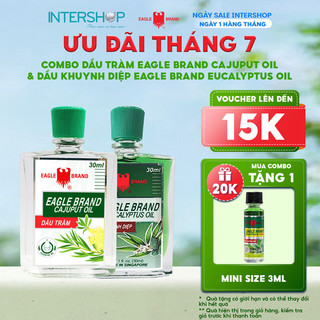 Combo Tinh Dầu Tràm 2 Nắp Eagle Brand Cajuput Oil 30ml + Tinh Dầu Khuynh Diệp 30ml EB0027