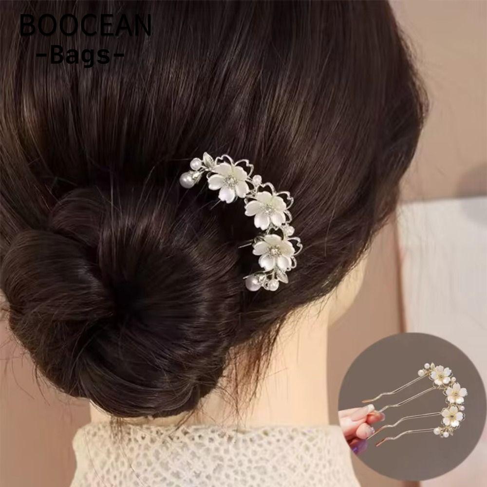 Kẹp tóc hoa BOOCEAN, Lược chải tóc gợn sóng phong cách rừng INS, Khóa tóc hình chữ U cao cấp