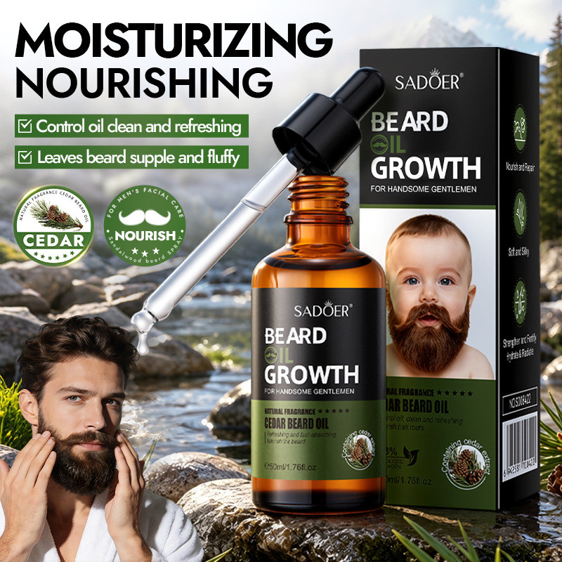 All English SADOER Cedar Beard Oil 50ml Soft Beard Soothing Beard Care Oil Men Skin Care Oil