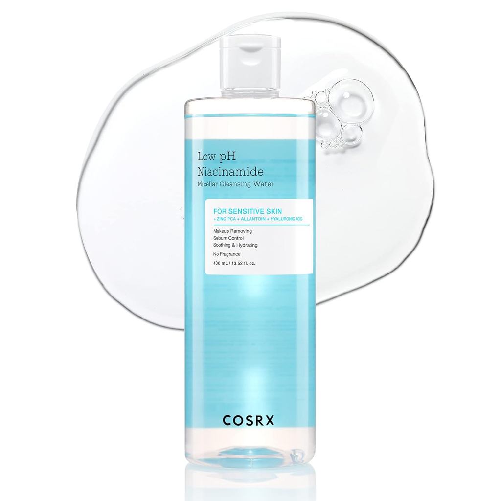 COSRXLowpHNiacinamideMicellarWaterDailyMildFacialWashforSensitive, Sebumcontrol, KoreanCare (13.52fl