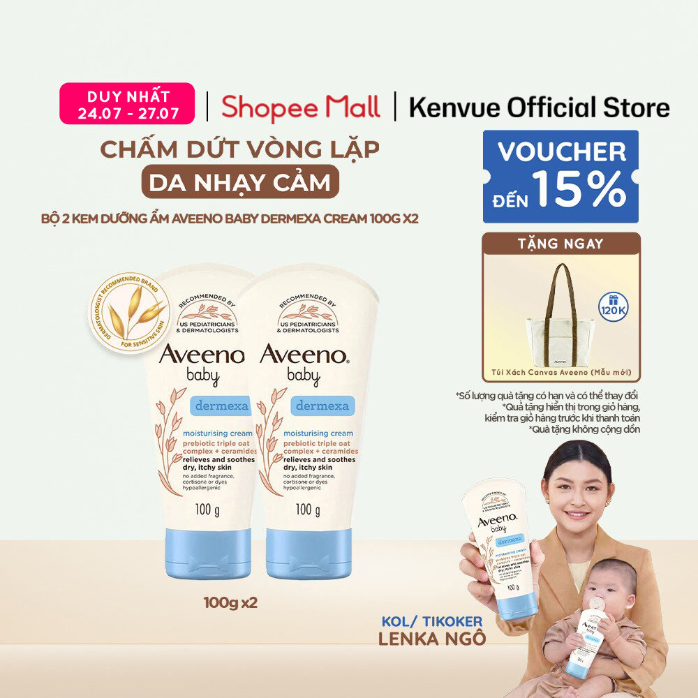 Combo 2 Kem dưỡng ẩm Aveeno Baby Dermexa Cream 100g