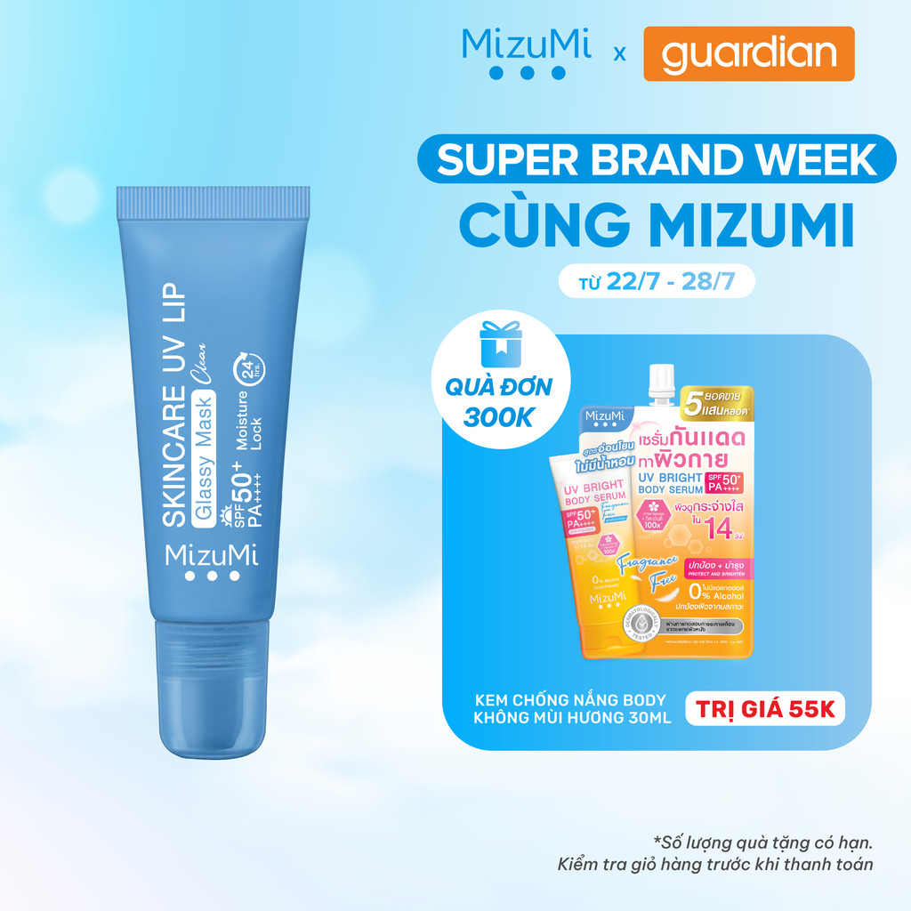 Mặt Nạ Môi Hỗ Trợ Chống Nắng MizuMi Skincare UV Lip Glassy Mask SPF50+ PA++++ 8Ml