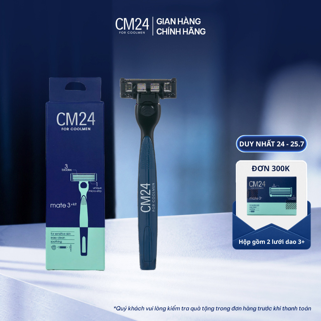 [GIẢM 35%] Bộ Dao Cạo Cao Cấp CM24 for Coolmen Loại Lưỡi 3+ Sắc Bén, Êm Ru, Thép Không Gỉ Tay Cầm Bề