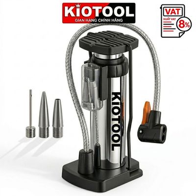 Bơm xe máy xe đạp nhỏ gọn Kiotool đầu van đa năng