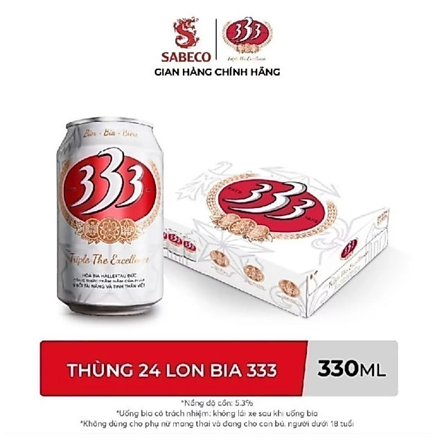 Thùng 24 lon bia 333 Chính Hãng 330ml - Tạp hóa Lương Nức