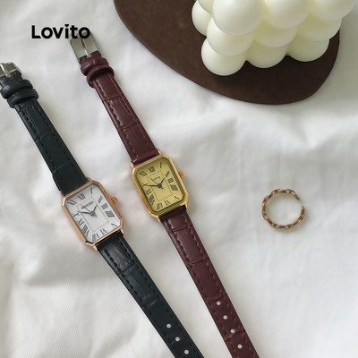 Đồng hồ quartz Lovito phong cách thường ngày retro màu đen LFA117037