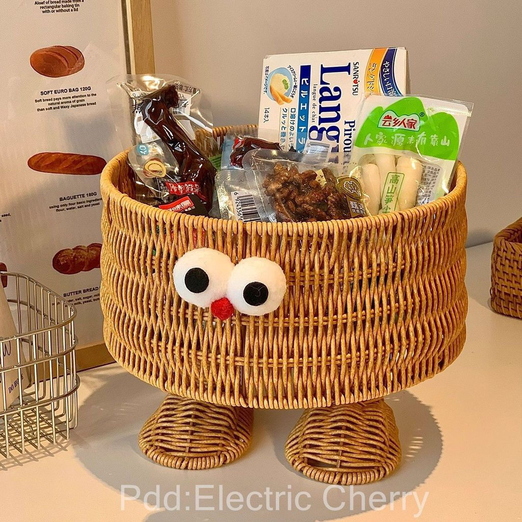 Cute woven living room12y Desktop fruit tray, bread storage, rattan snack basket, fruit basket, new 