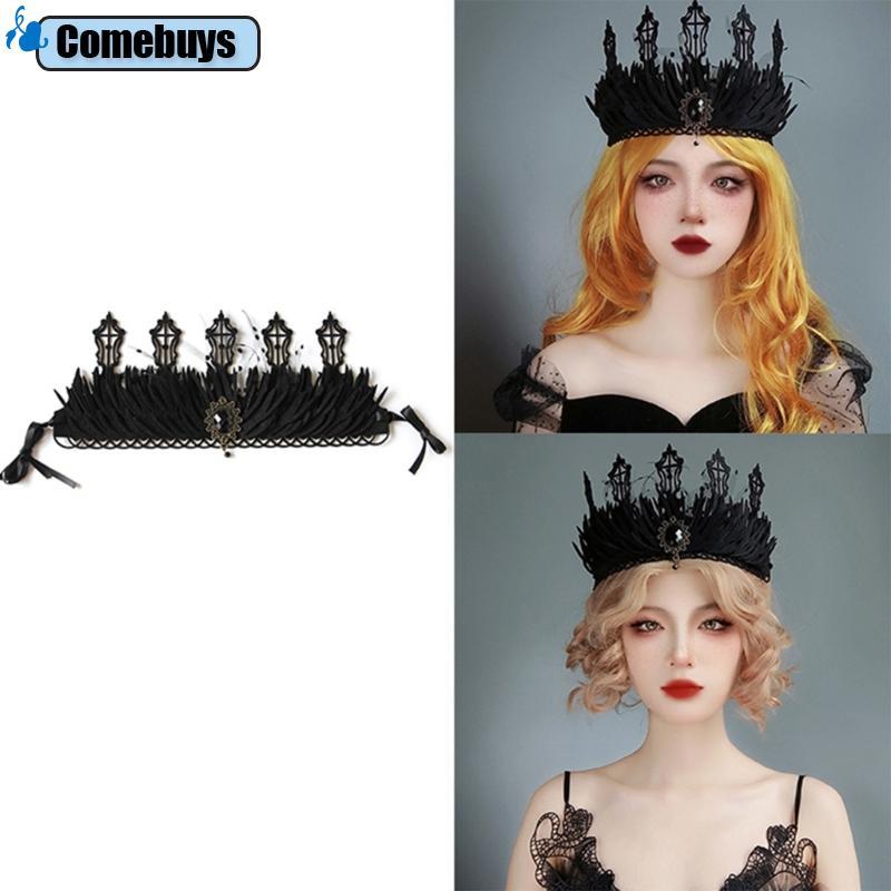 Com * Goth Headband Goth Crown Black Queen Crown Black Tiaras Witch Crown Headpiece