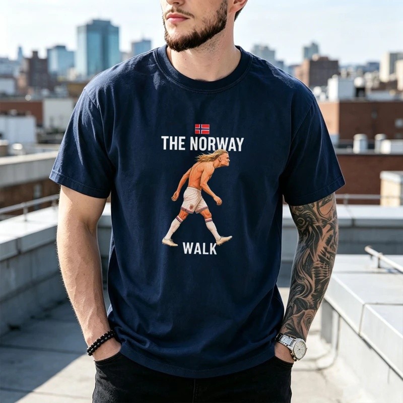 Erling Haaland Áo thun đi bộ Na Uy Áo thun Cotton nam nữ Sporty Tribute Nation Pride Hợp thời trang 