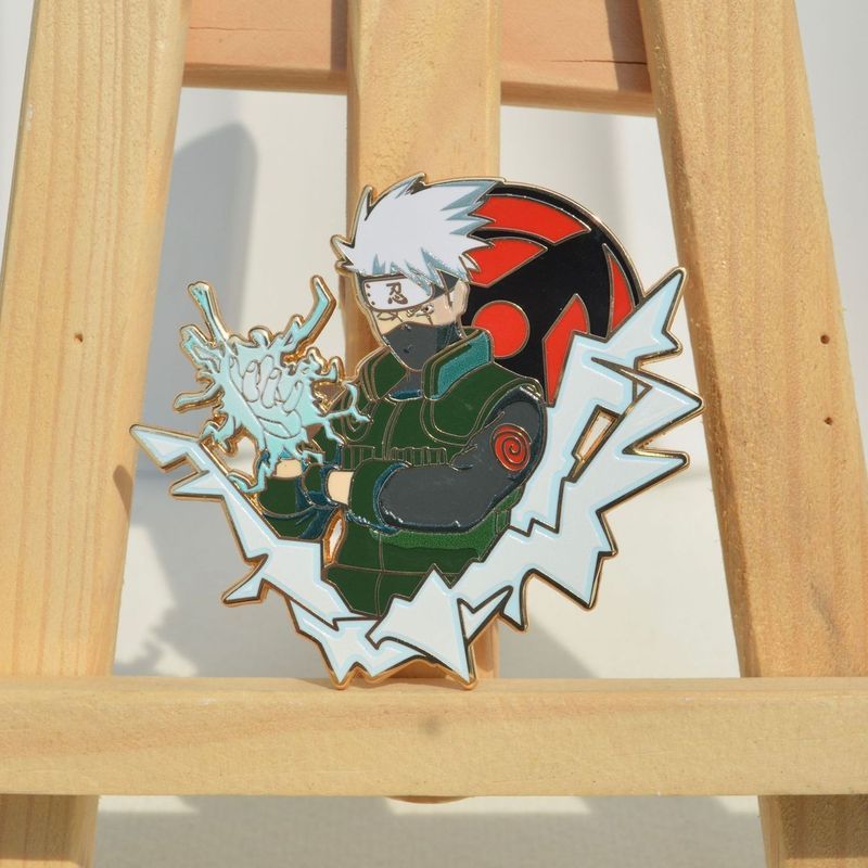 Naruto Anime Hàng Hóa Thổ Cẩm Kakashi Men Anime Kim Loại Huy Hiệu Anime Schoolbag Phụ Kiện Pin / H7.