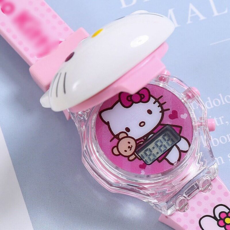 2026 Phong Cách Mới Hello kt Cat Đồng Hồ Điện Tử Dạ Quang Với Âm Nhạc keiti Cat Watch Đồ Chơi Trẻ Em