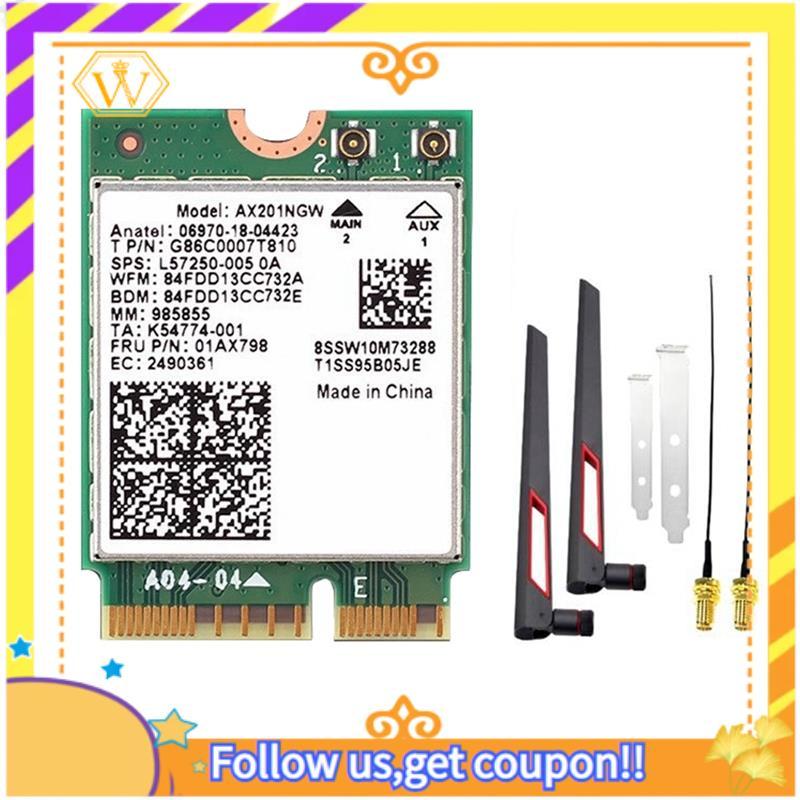AX201NGW Thẻ WiFi Wi-Fi 6 2974Mbps với Ăng-ten 10DB Băng tần kép 2.4Ghz / 5Ghz BT5.2 Bộ chuyển đổi t