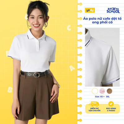Áo polo nữ Yody dệt tổ ong phối màu trẻ trung năng động thấm hút mồ hôi BST 2025 WCPO25A074
