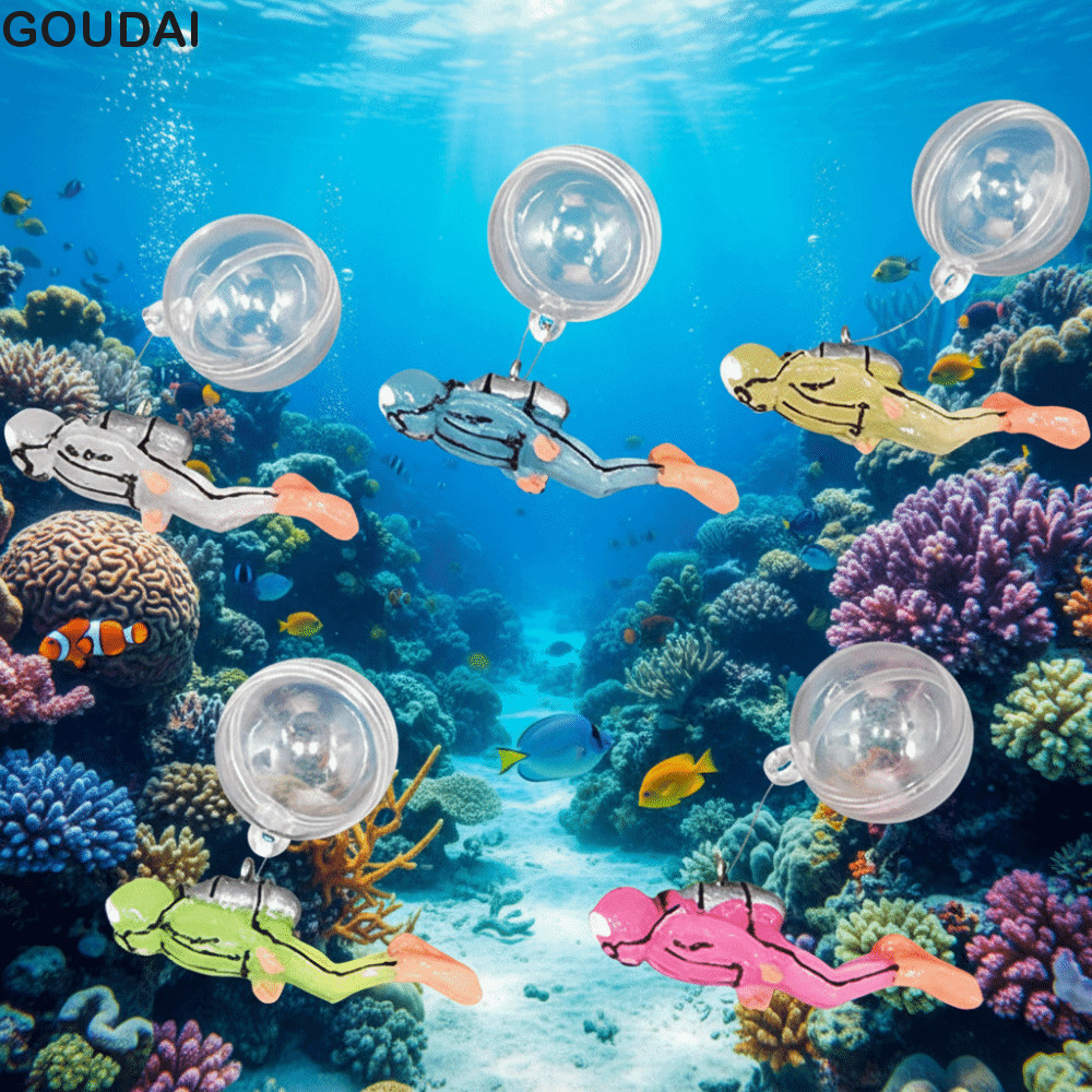 GOUDAI Trang Trí Bể Cá, Chất Liệu Nhựa Dây Câu Nhựa Nổi Diver, Cảnh Quan Cá Tính Mô Phỏng Diver Bóng