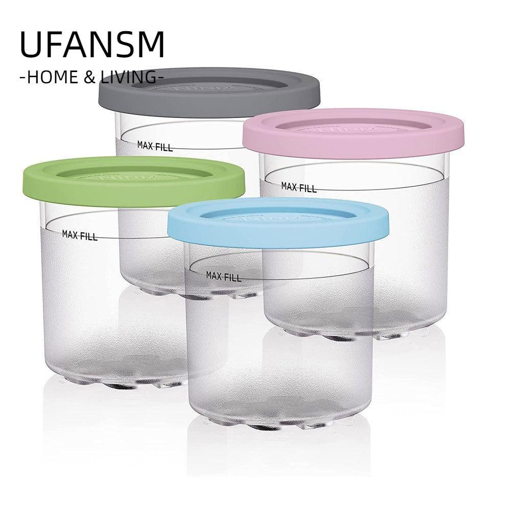 UFASM 12 / 4 Chiếc Kem Pints Cốc Nhựa Nhà Bếp Tiện Ích Hộp Tổ Chức Bảo Quản Lọ Cho Ninja Creami Dành