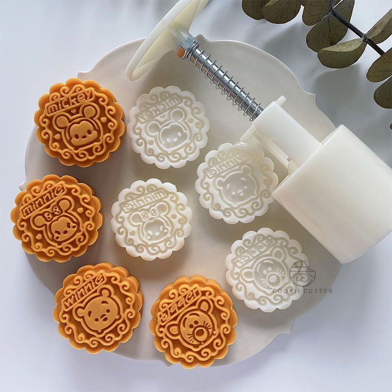 🌙Mid-Autumn Festival mooncake mold Hoạt Hình Mickey Snoopy Cha Mẹ-Con Bấm Tay Bánh Trung Thu Khuôn H