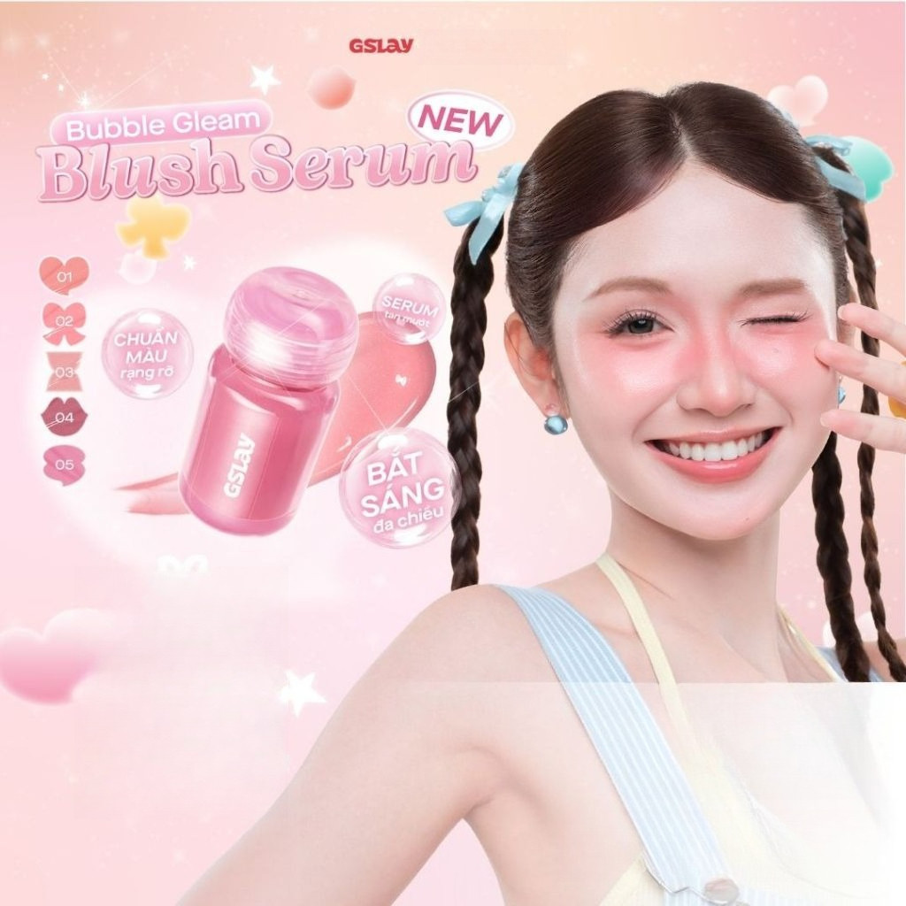 [GSLAY] Má hồng dạng lỏng GSlay Bubble Gleam Blush Serum thuần chay 4.5ml