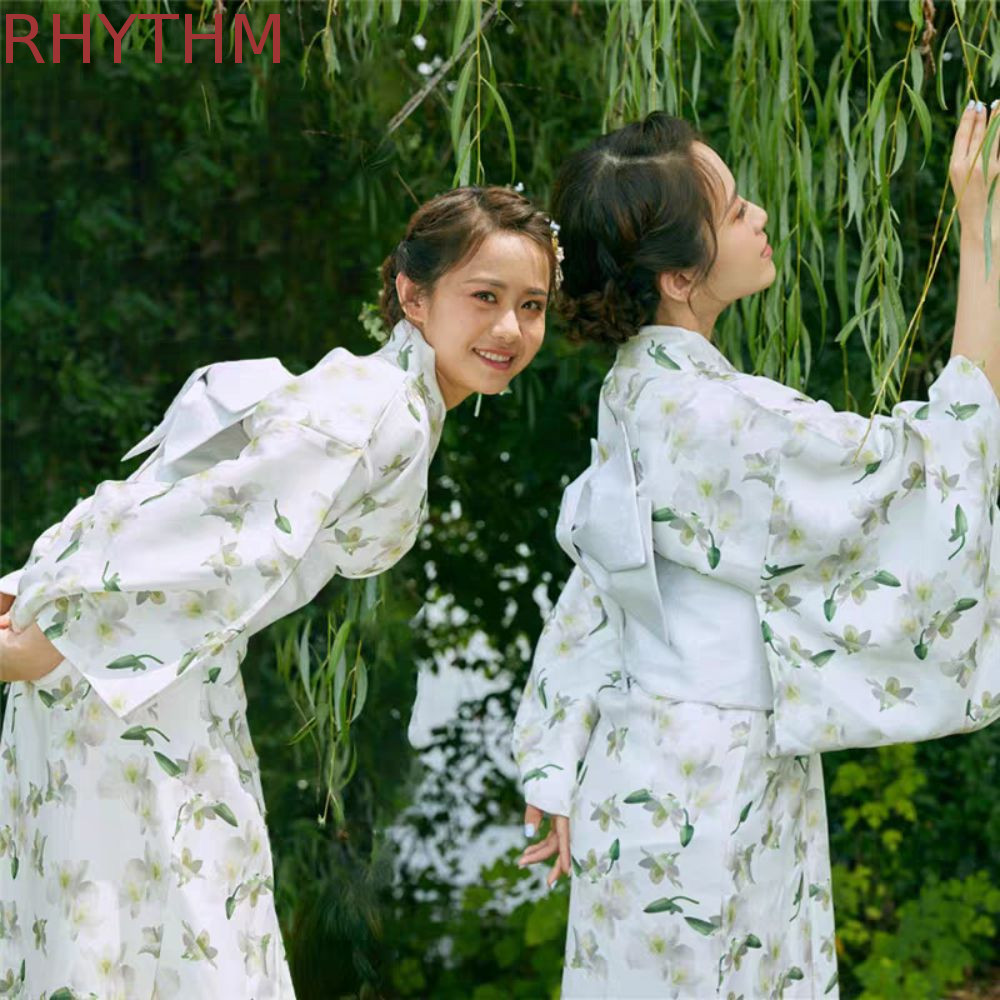 RHYTHM kimono truyền thống Nhật Bản, in hoa phong cách Nhật Bản Sakura Girl kimono Dress, kimono mới