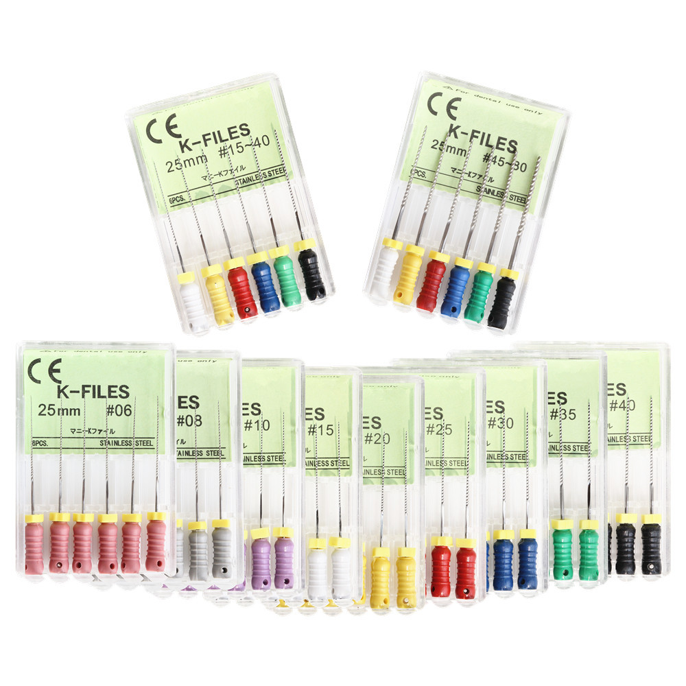 K-FILE Trâm tay nội nha dùng trong nha khoa 6 Cái / gói Nha Khoa Nội K-FILE 21 / 25 / 31mm 15-40 Thé